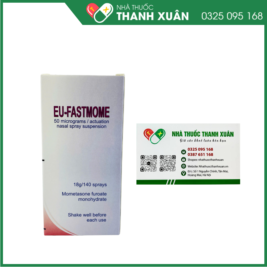 Thuốc xịt mũi Eu-fastmome 50 mg micrograms/actuation 18g điều trị viêm mũi dị ứng